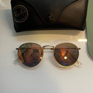 AUTHENTIC Ray-Ban RB3447 Round Metal Sunglasses – Gold Frame, Pink Lens